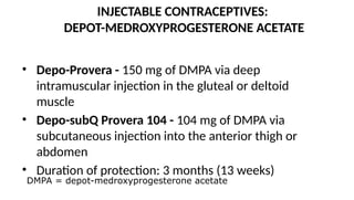 Dmpa Injectable Comprehensive Overview of Family Planning and Contraceptive Methods | PPTX