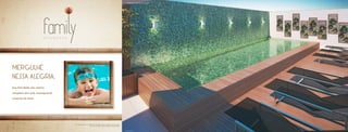 Mergulhe 
nessa alegria. 
Sua felicidade não estaria 
completa sem este incomparável 
conjunto de lazer. 
Perspectiva ilustrativa da piscina 
Foto Ilustrativa 
Foto Ilustrativa 
Os equipamentos e mobiliários são referenciais, podendo sofrer revisão 
nos seus modelos, especificações e quantidades. 
 