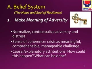 A. Belief System 
(The Heart and Soul of Resilience) 
 