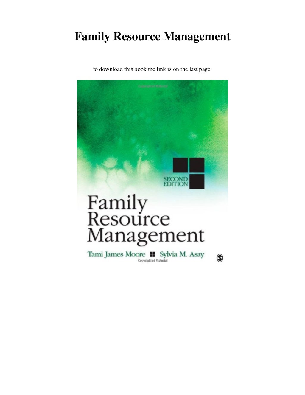 [DOWNLOAD] Family Resource Management