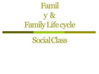 Famil
y &
FamilyLifecycle
SocialClass
 