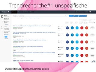 Trendrecherche#1 unspezifische
Ergebnisse nicht so relevant→
Quelle: https://app.buzzsumo.com/top-content
 
