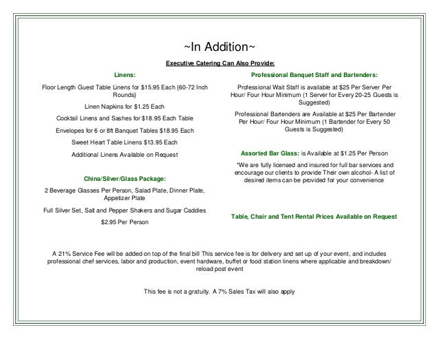 Family Style Dinner Menu