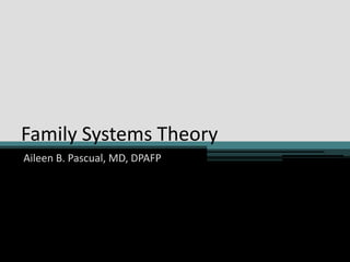 Family Systems Theory Aileen B. Pascual, MD, DPAFP 