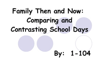 Family Then and Now:  Comparing and Contrasting School Days By:  1-104 