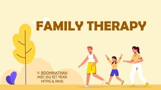 FAMILY THERAPY
V. BOOMINATHAN
MSC (N) 1ST YEAR
MTPG & RIHS
 