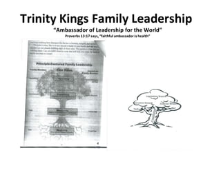 Trinity Kings Family Leadership
“Ambassador of Leadership for the World”
Proverbs 13:17 says, “faithful ambassador is health”
 