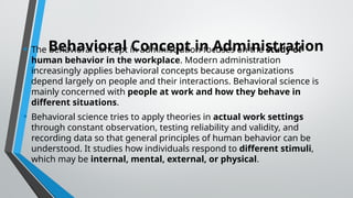 The Importance of Behavioral Science in Modern Administration and ...