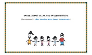 NAIR DE ANDRADE LIMA ♥♥ JOÃO DA COSTA REVOREDO

( Descendência: Hélio, Severina, Maria Helena e Bartolomeu )
 