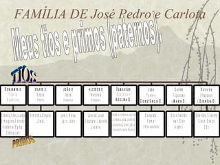 FAMÍLIA DE José Pedro e Carlota TIOS PRIMOS Meus tios e primos (paternos).  