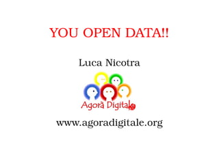 YOU OPEN DATA!!

    Luca Nicotra




www.agoradigitale.org
 