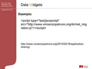 Open Data: dalla
pubblicazione alla
condivisione dei dati    Data Widgets
Senigallia 20.11.2010


                        ...