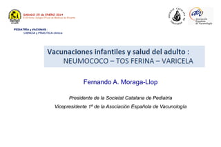 Fernando A. Moraga-Llop
Presidente de la Societat Catalana de Pediatria
Vicepresidente 1º de la Asociación Española de Vacunología
 