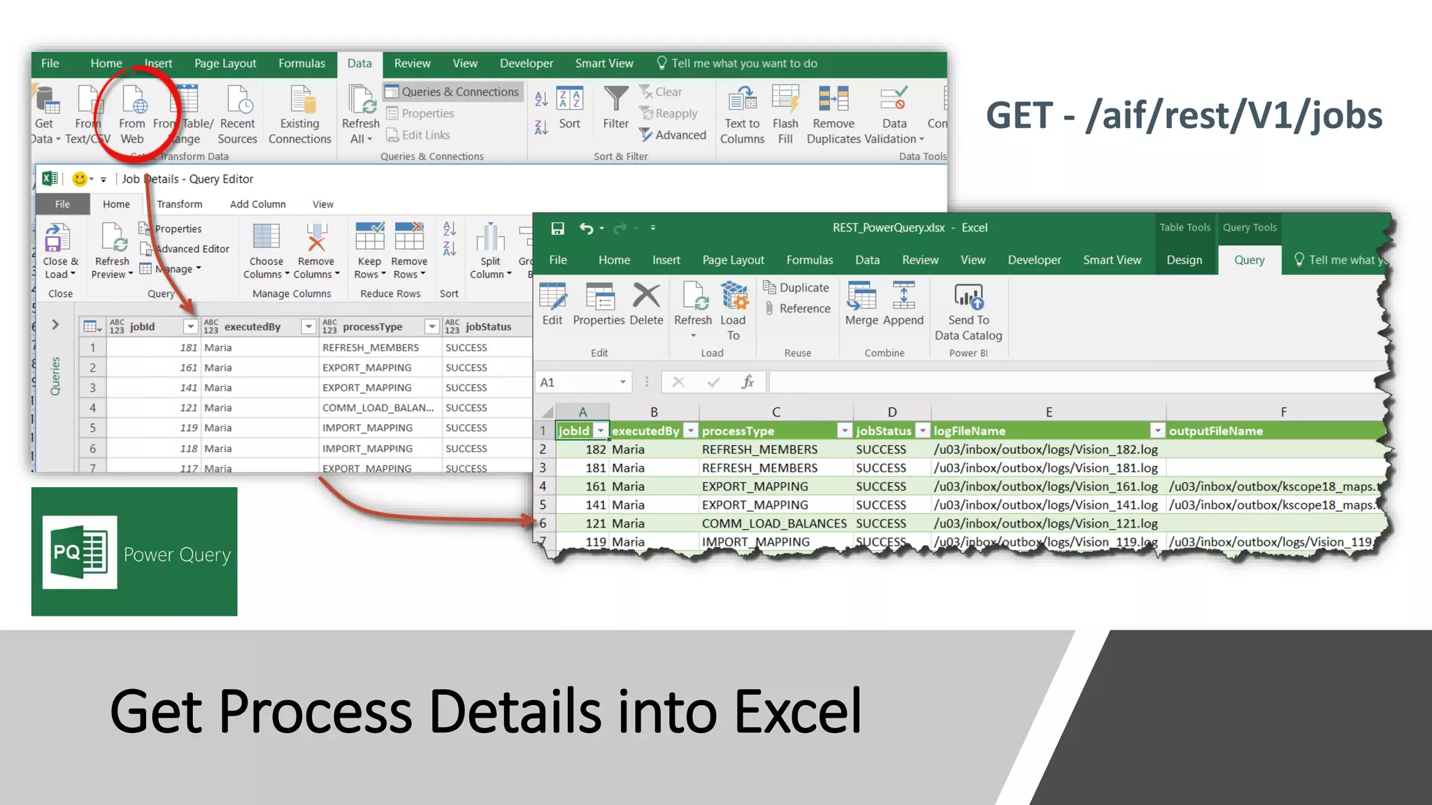 Get Process Details into Excel
GET - /aif/rest/V1/jobs
 