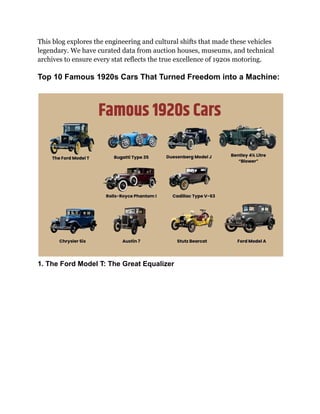 Famous 1920s Cars_ 10 Machines that Built Modern Mobility and Changed ...