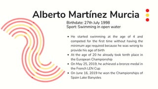 He started swimming at the age of 4 and
competed for the first time without having the
minimum age required because he was...