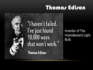 Inventor of The
Incandescent Light
Bulb
Thomas Edison
 