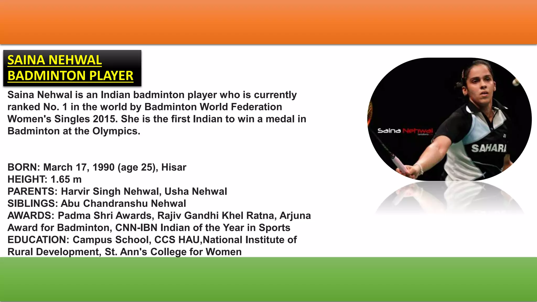 Famous sports personalities of india PPT