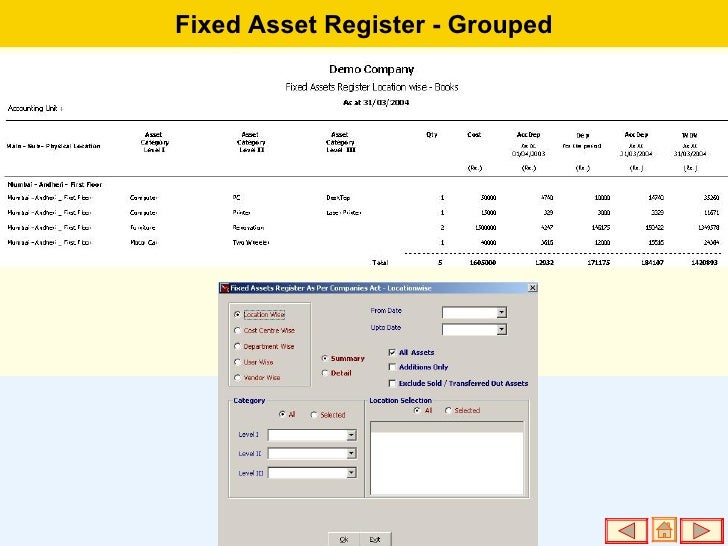 fixed asset register