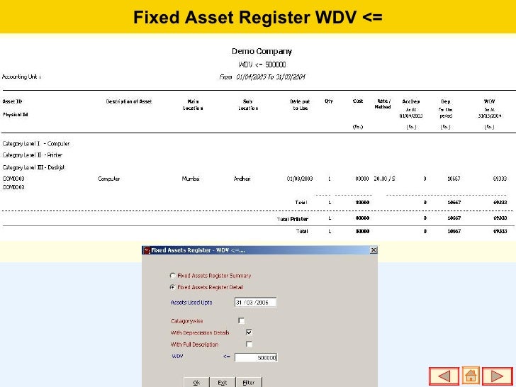 fixed asset register