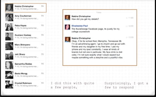 I did this with quite
a few people,
Surprisingly, I got a
few to respond
 