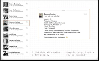 I did this with quite
a few people,
Surprisingly, I got a
few to respond
 