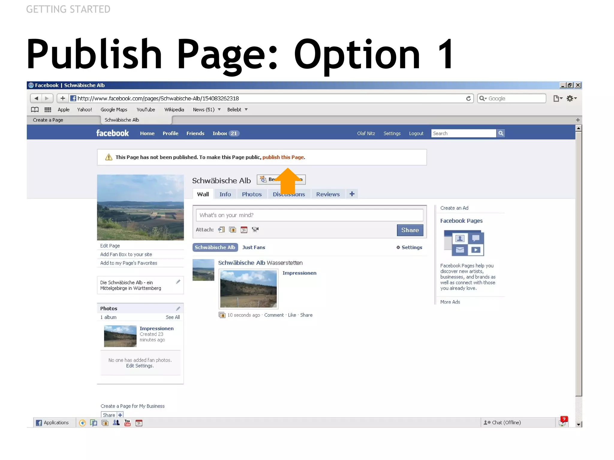 Publish Page: Option 1 GETTING STARTED 