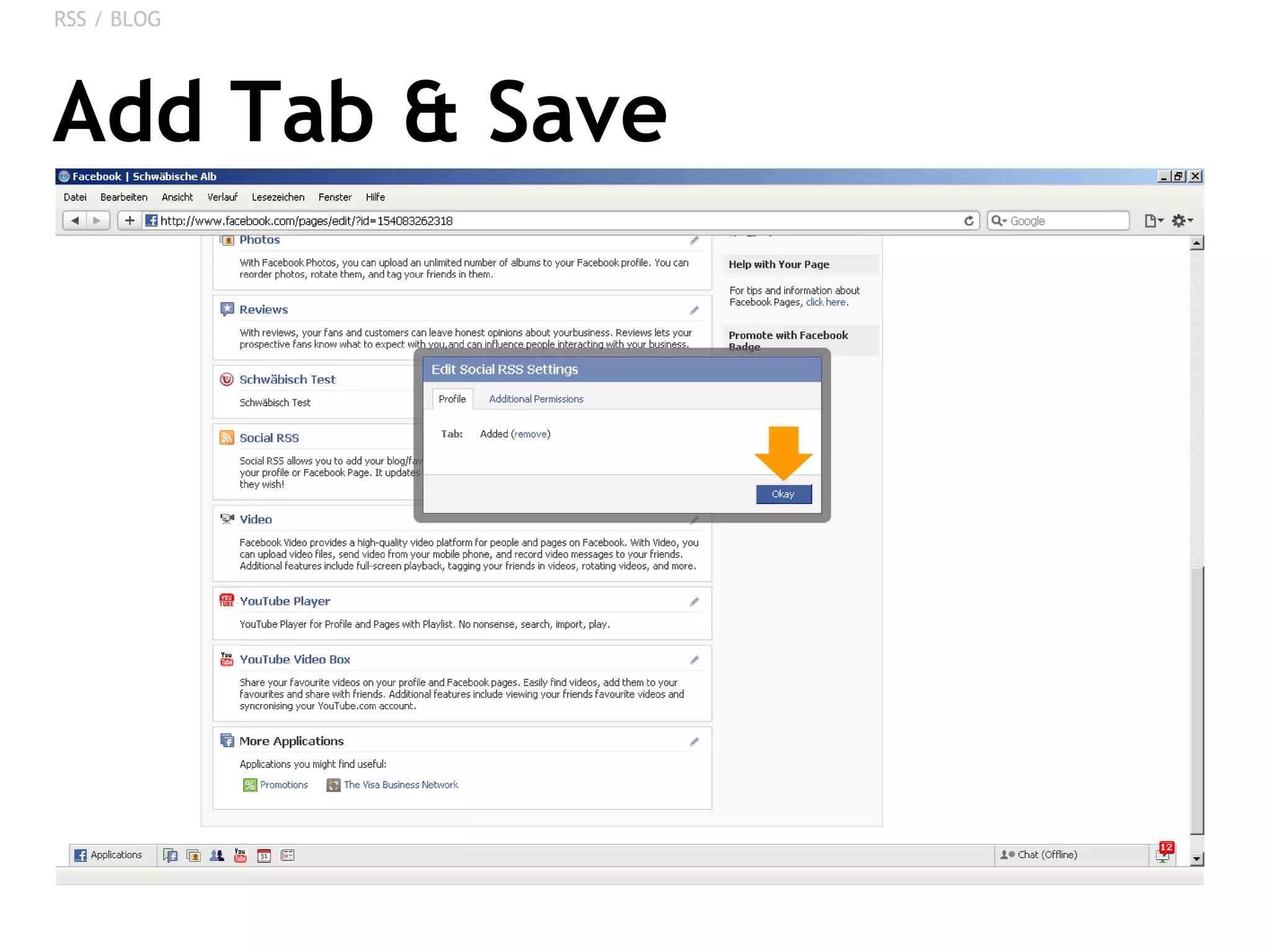 Add Tab & Save RSS / BLOG 