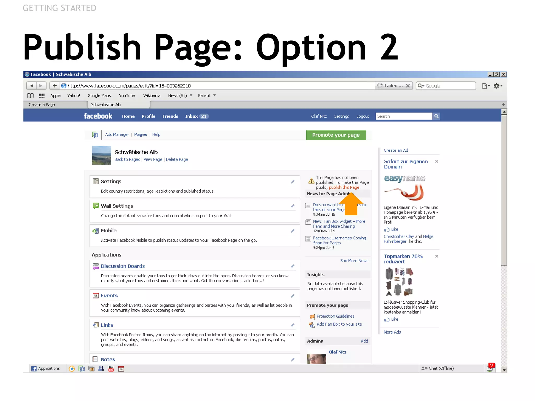 Publish Page: Option 2 GETTING STARTED 