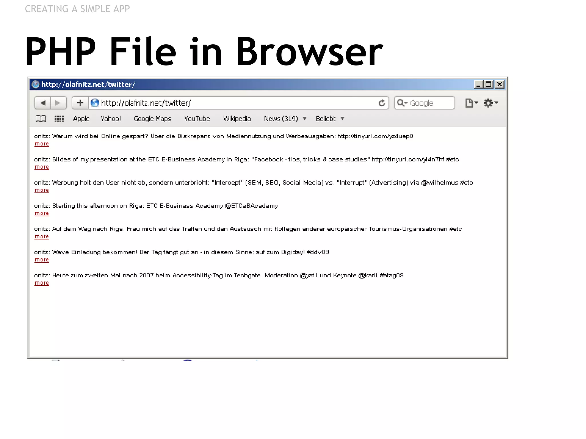 PHP File in Browser CREATING A SIMPLE APP 