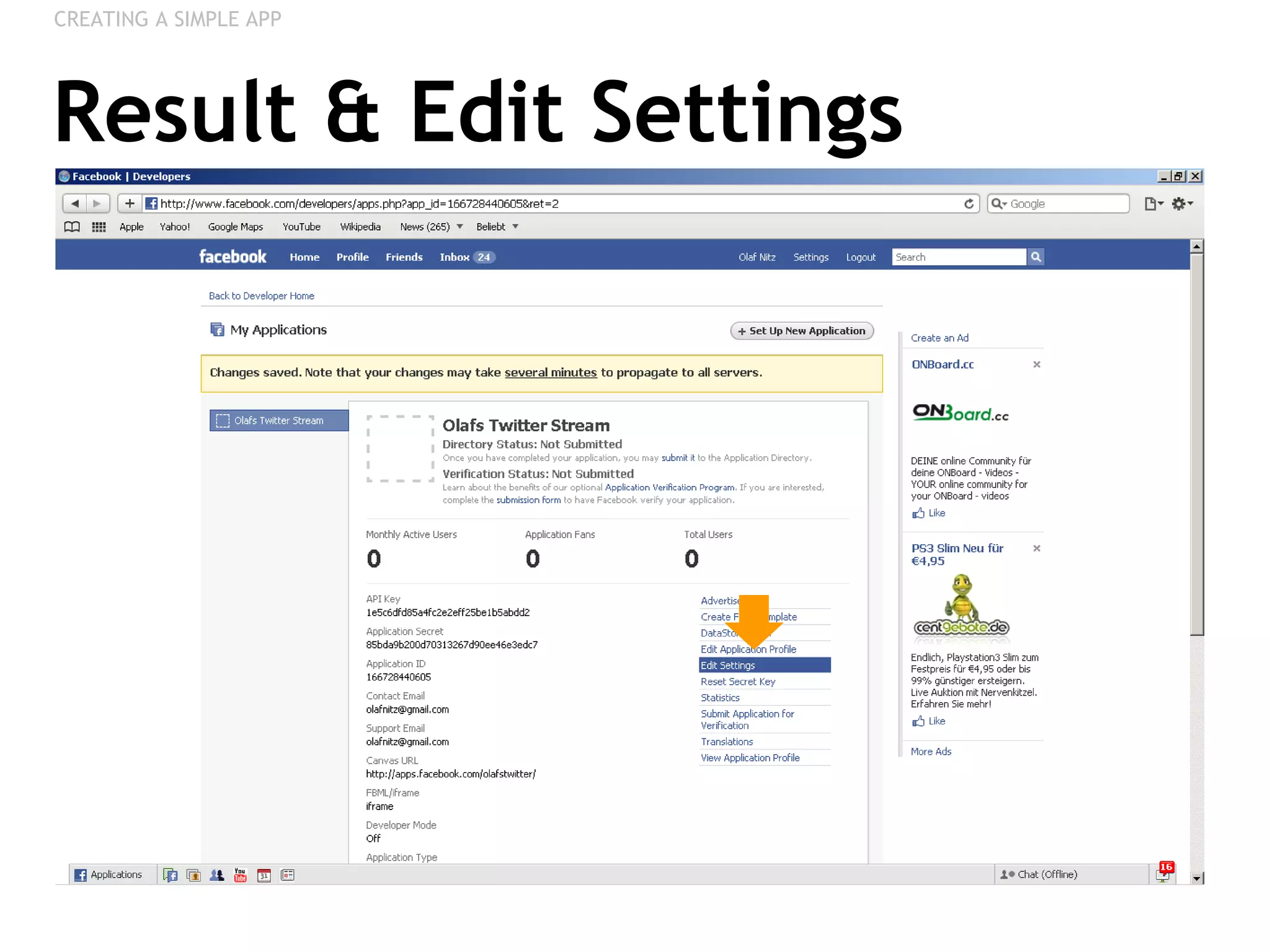 Result & Edit Settings CREATING A SIMPLE APP 