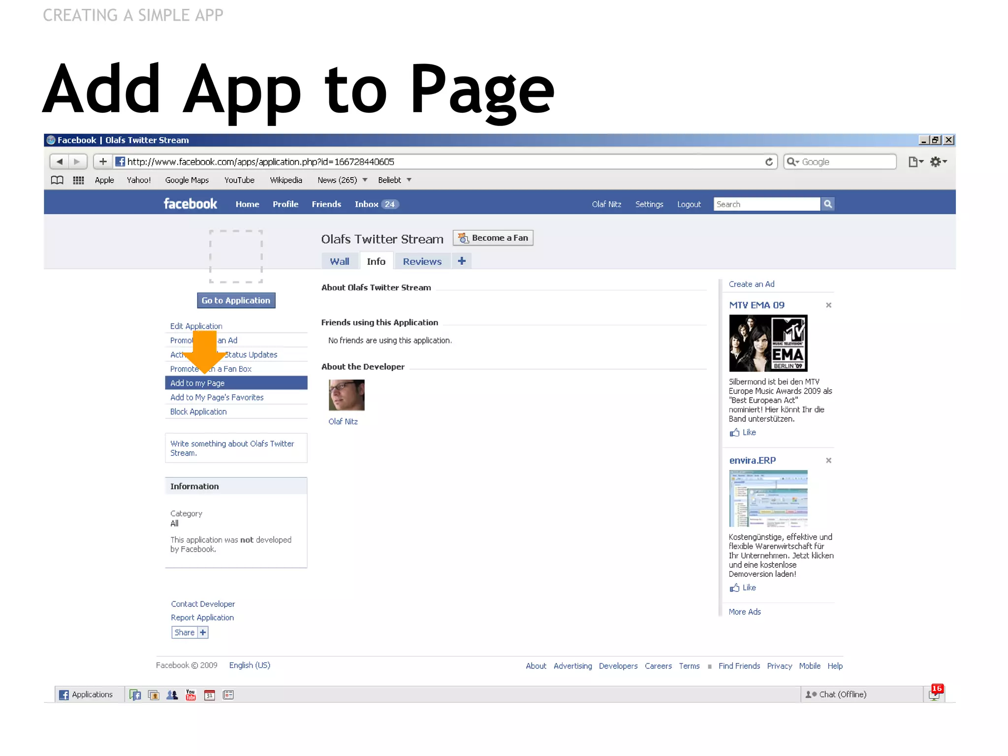Add App to Page CREATING A SIMPLE APP 