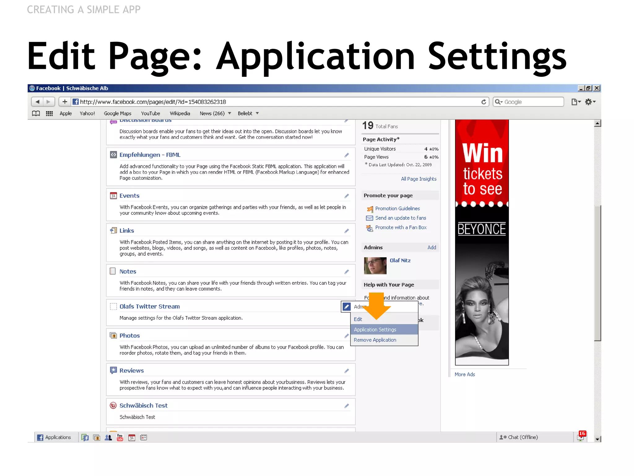 Edit Page: Application Settings CREATING A SIMPLE APP 
