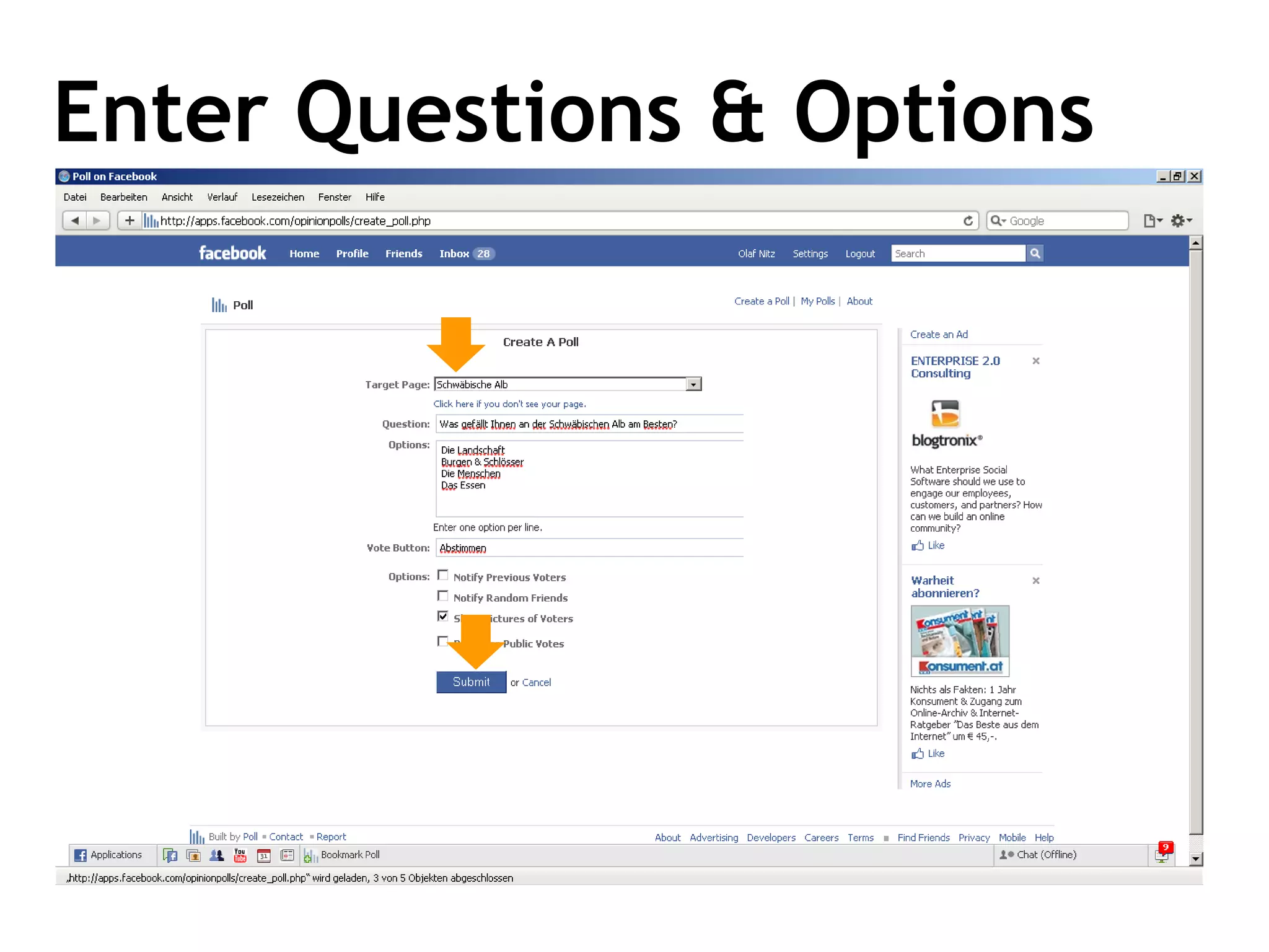 Enter Questions & Options 