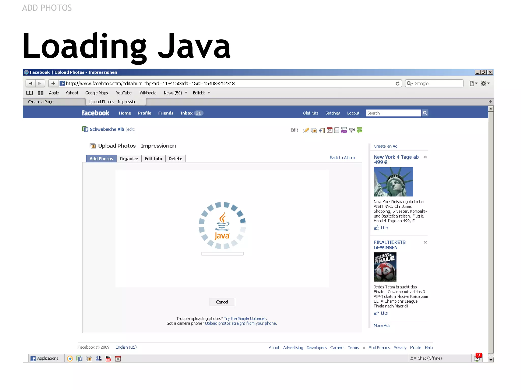 Loading Java ADD PHOTOS 