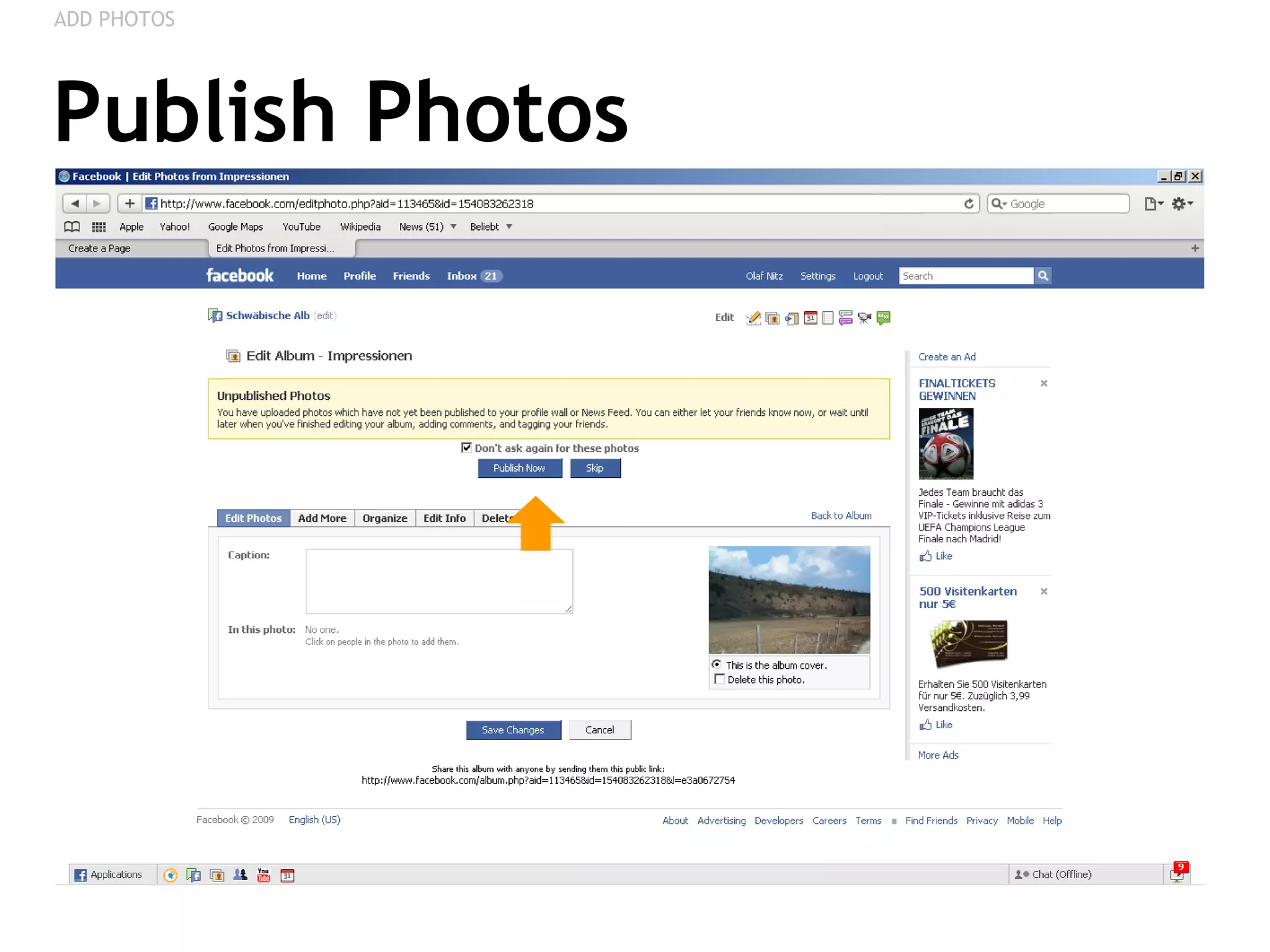 Publish Photos ADD PHOTOS 