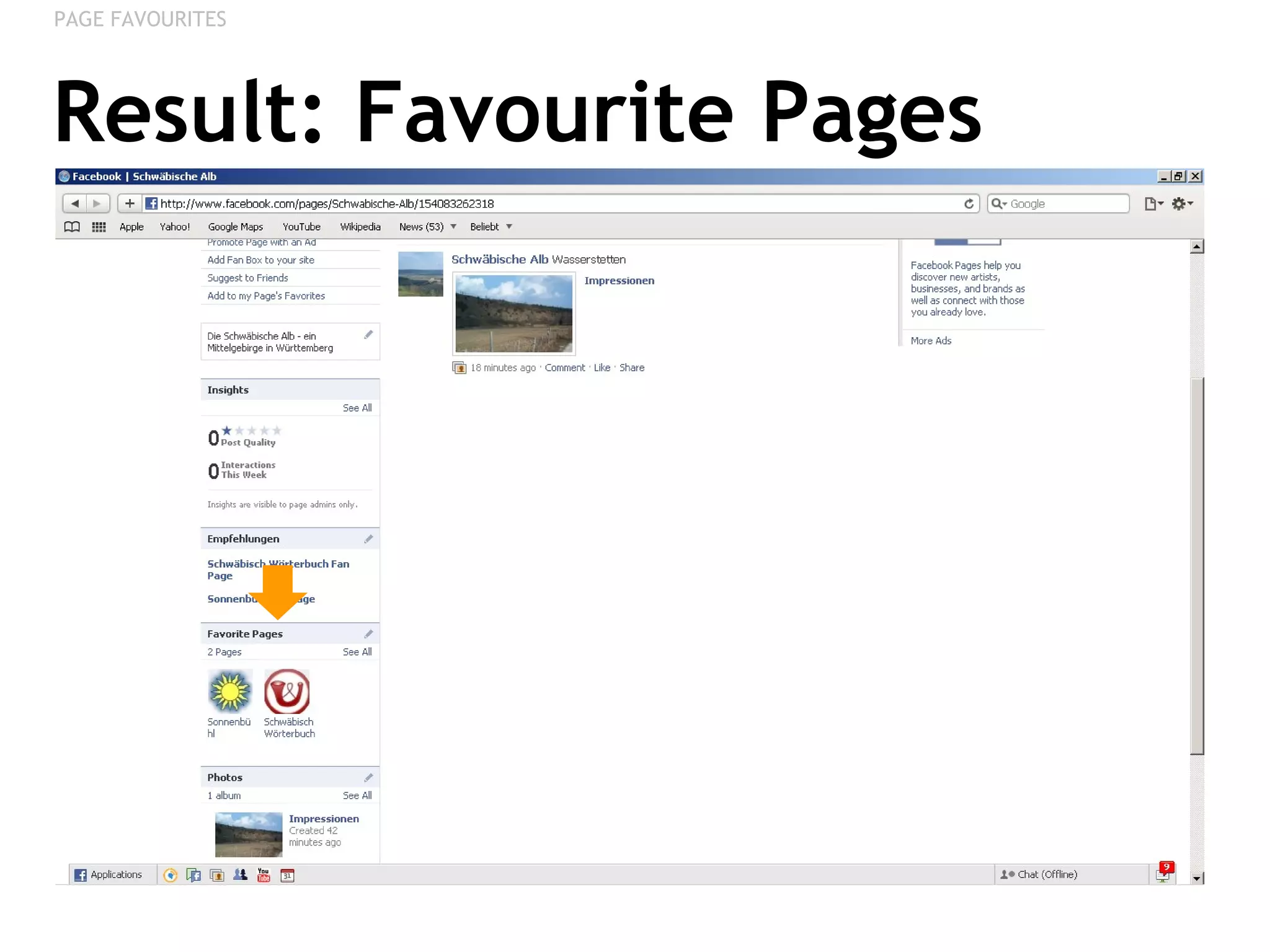 Result: Favourite Pages PAGE FAVOURITES 