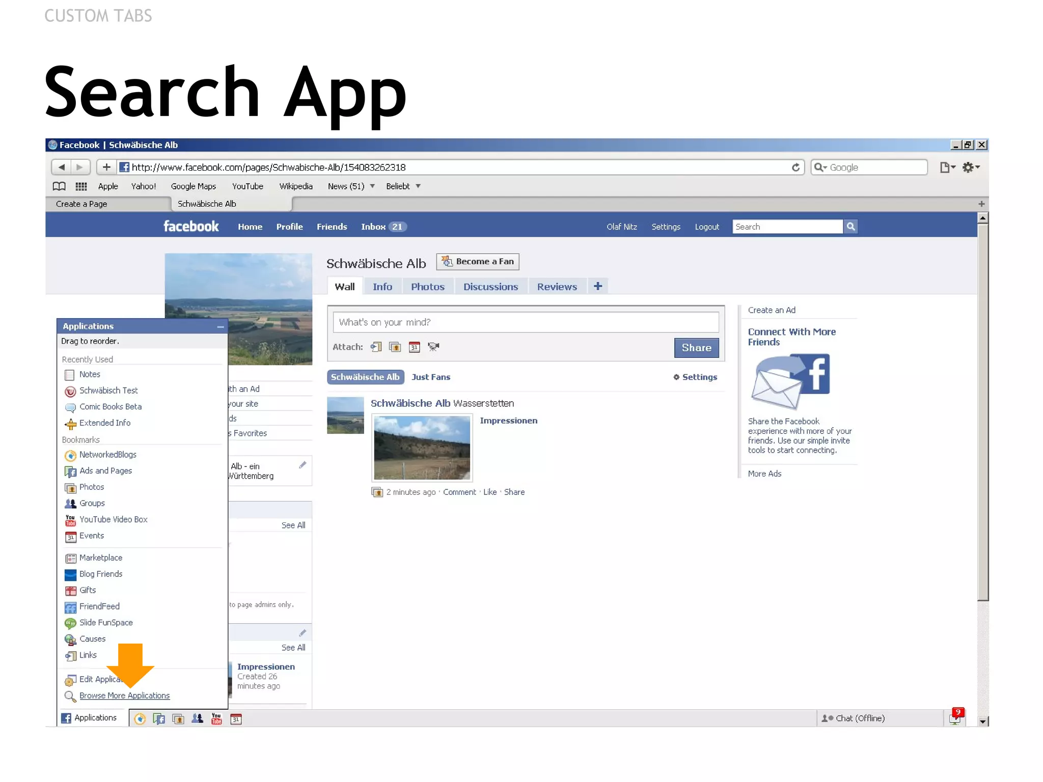 Search App CUSTOM TABS 
