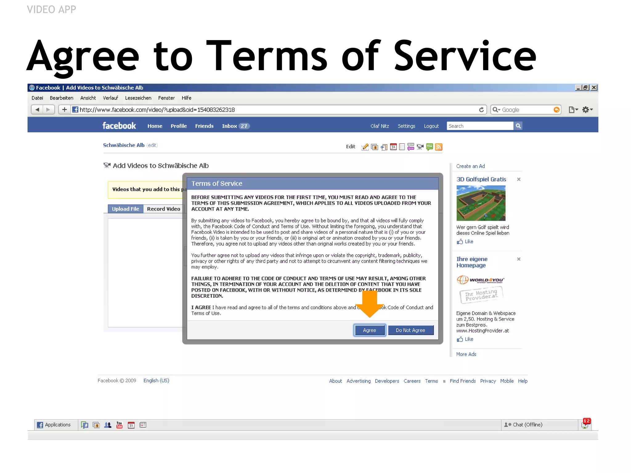 Agree to Terms of Service VIDEO APP 