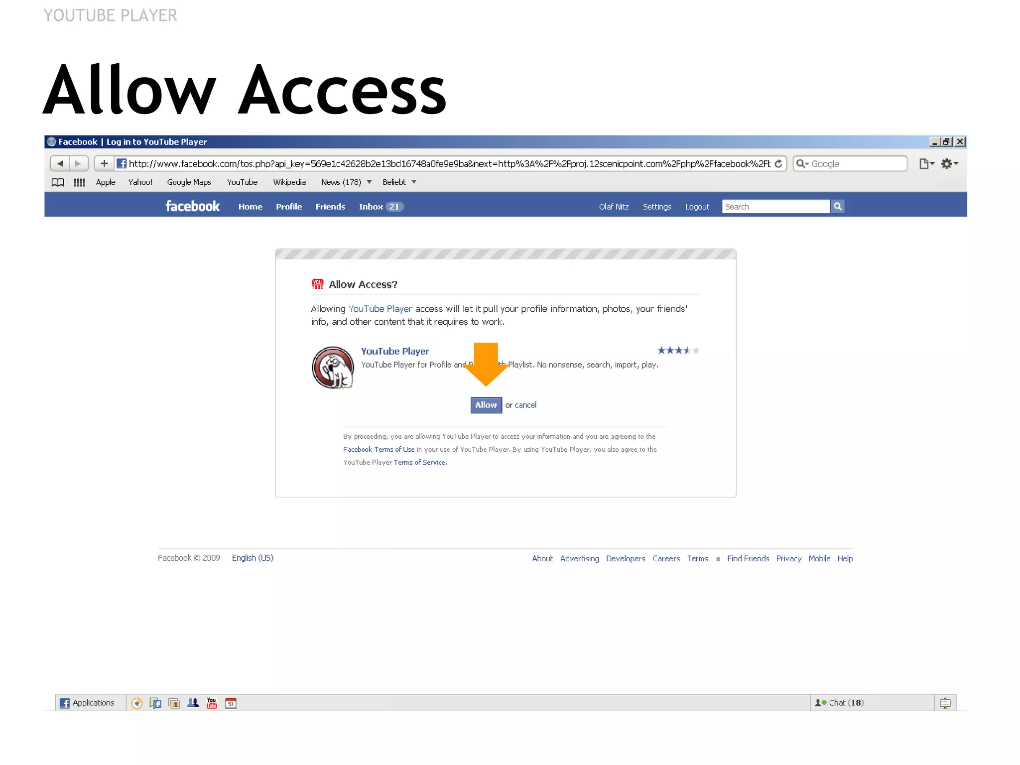 Allow Access YOUTUBE PLAYER 