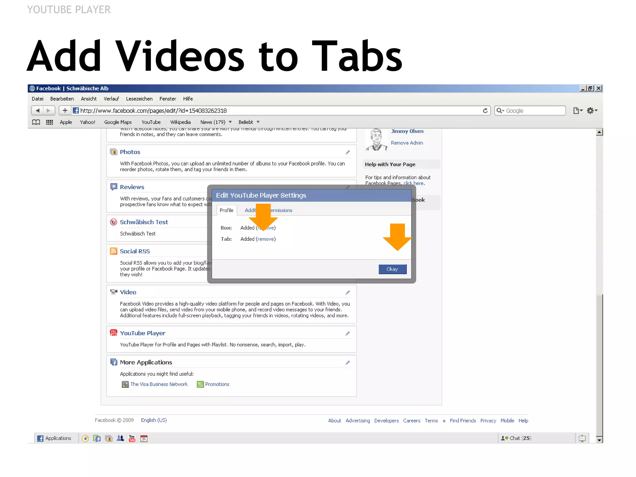 Add Videos to Tabs YOUTUBE PLAYER 