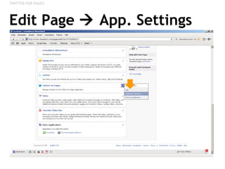 Edit Page    App. Settings TWITTER FOR PAGES 