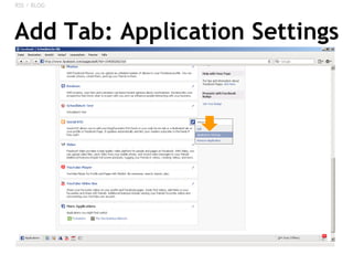 Add Tab: Application Settings RSS / BLOG 