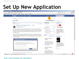 Set Up New Application http://www.facebook.com/developers/   CREATING A SIMPLE APP 