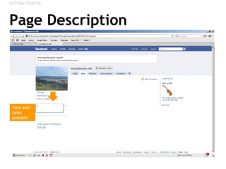 Page Description GETTING STARTED Text and Links possible 