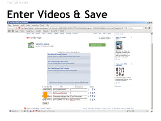 Enter Videos & Save YOUTUBE PLAYER 