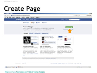 Create Page http://www.facebook.com/advertising/?pages   GETTING STARTED 