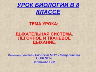 Презентация На Тему: Дыхательная Система. Лёгочное И Тканевое.