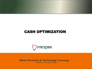 Where Business & Technology Converge
© FANERA LTD. All rights reserved
CASH OPTIMIZATION
 