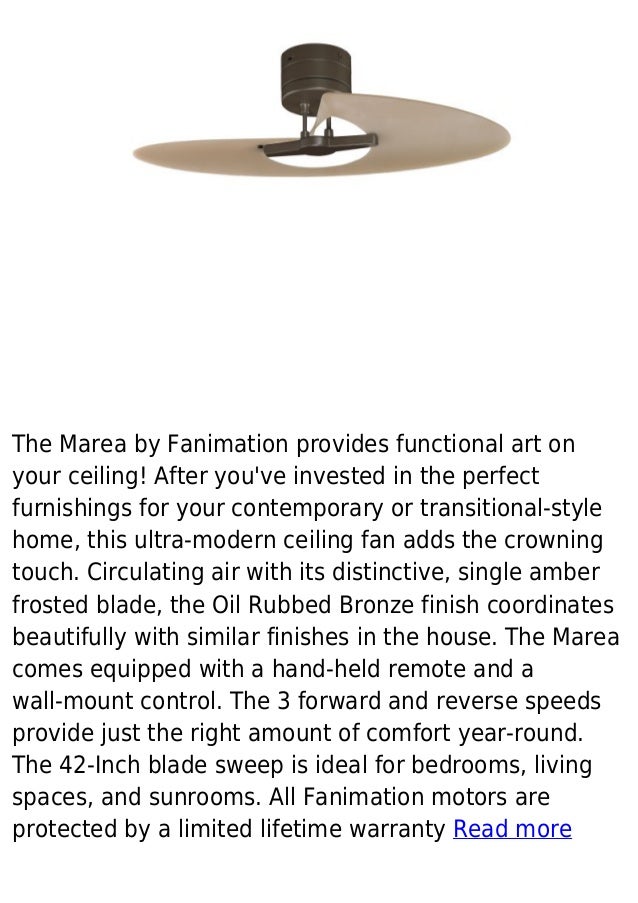 Fanimation Fp8026 Ob 42 Inch Marea 1 Blade Ceiling Fan Oil Rubbed Bro